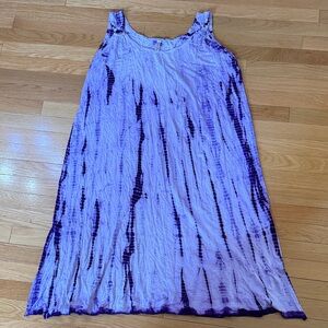 Purple Tie Dye Boho Sundress Loose Tank Dress Flowy Summer